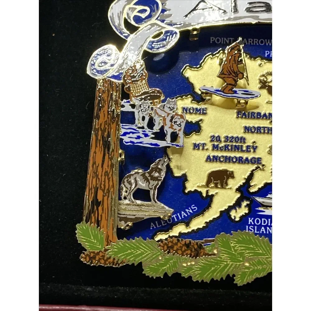 3D Nation Treasures Genuine Brass‎ Alaska State Landmarks color enamel plaque